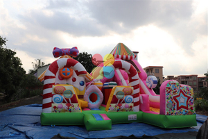 Inflatable Hot Colorful Candy Series Theme Funcity with Slides 