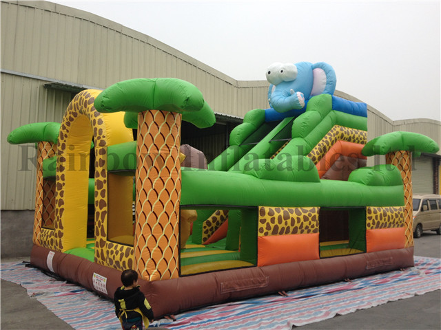 Commercial Durable Inflatable Jungle Elephane Bounce Playground