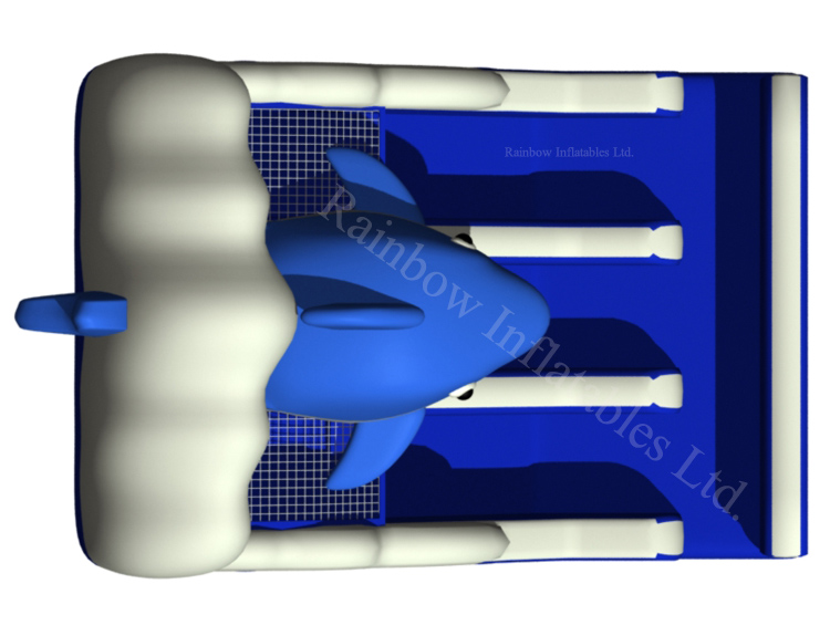 RB01052（5.5x8.5x6.2m） Inflatable Underwater Blue Shark Theme Dry Wave Slide
