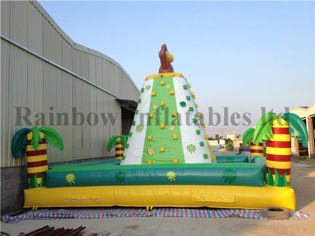 Large Outdoor Inflatable Sport Game Rock Climbing Wall Jungle Theme For Kids