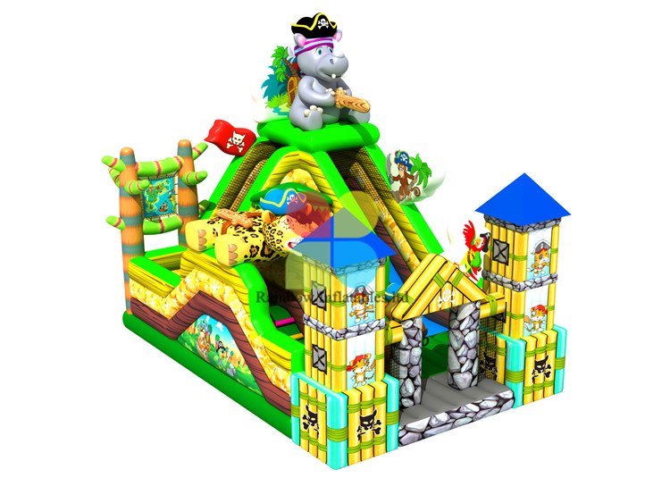 RB01017（8x5.5m） Inflatable Jungle Theme Obstacle Hippo Funcity 