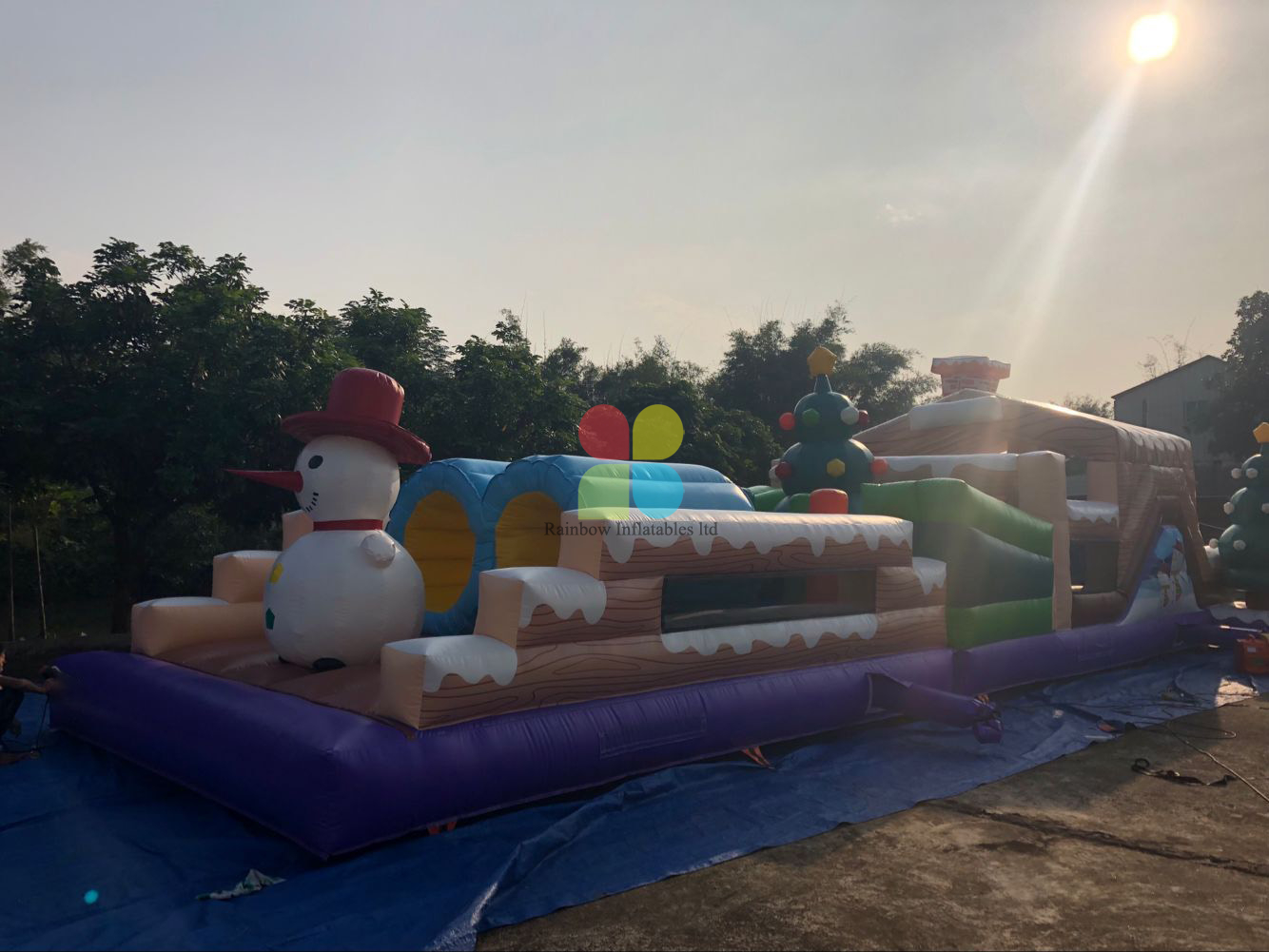Inflatable Christmas Long Obstacle Course for Kids