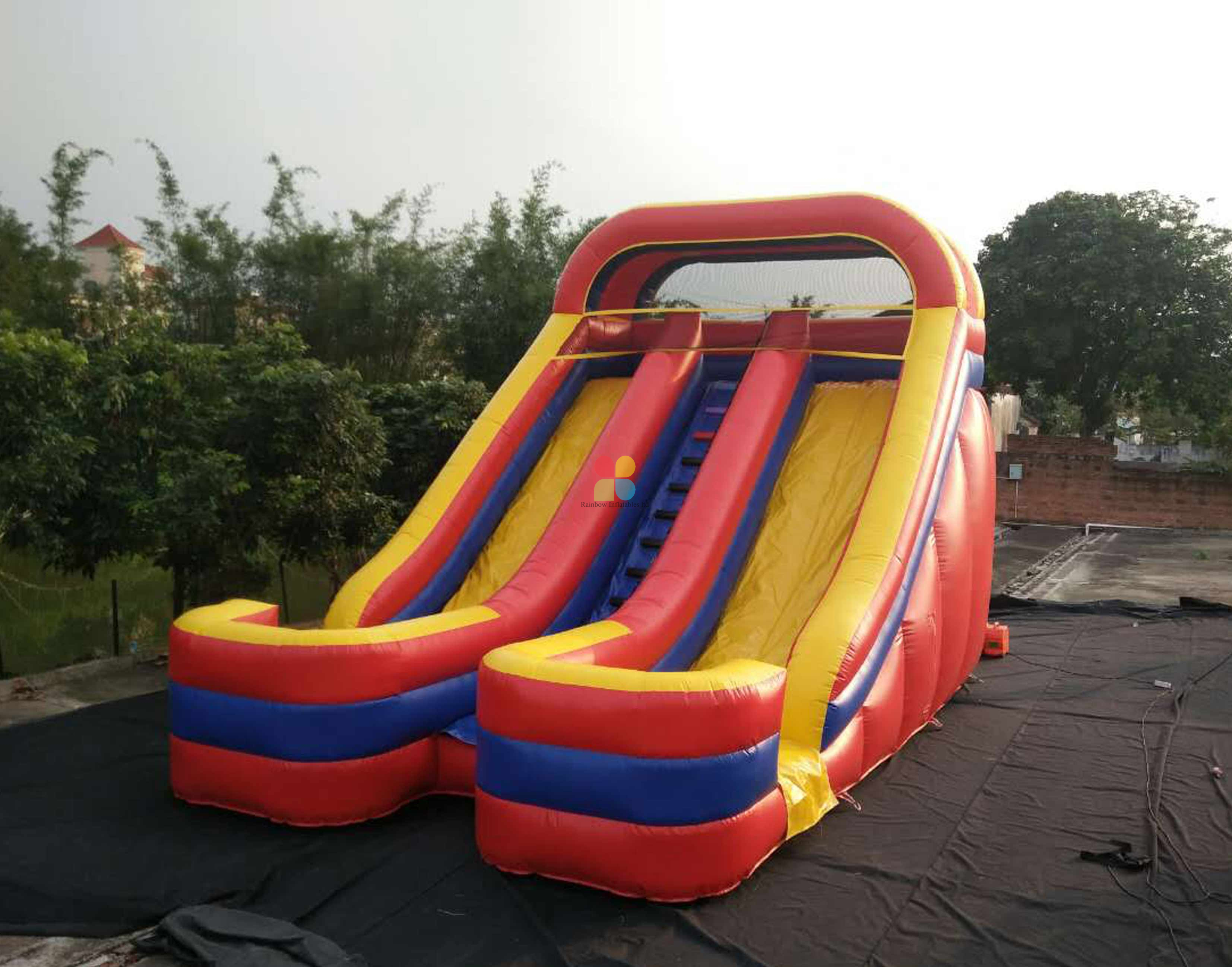 RB6099 （8x5x6m）Inflatable Rainbow double slide for child