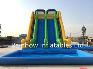 Large Outdoor Commercial Inflatable Water Slide with Pool for Amusement Park