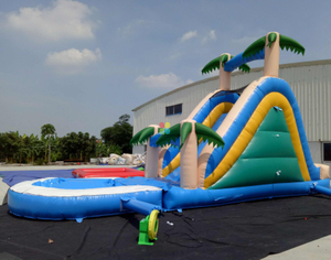 Palm tree design inflatable water slide kids play game with free blower