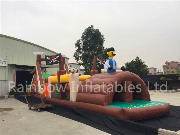 RB5071（15.8x3.4x5.7m） Inflatable rainbow Pirate theme Obstacle Course for sale 