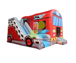 Outdoor Commercial Inflatable Fire Truck Bouncer