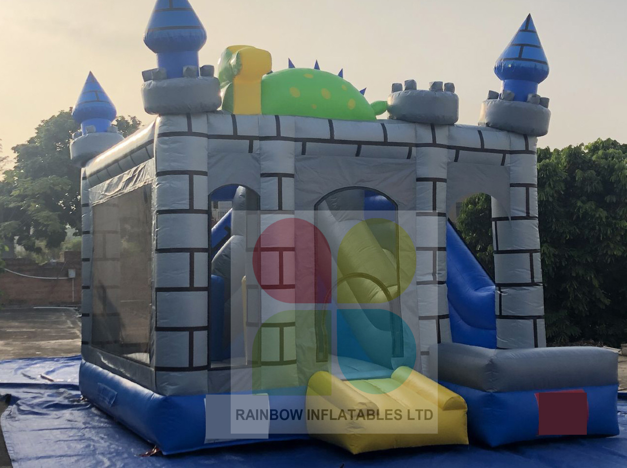 Guangzhou Rainbow Inflatable Dinosaur Combo Factory Best Selling Inflatable Dinosaur Castles