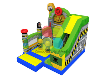 inflatable skull theme slide with obstacle boucner