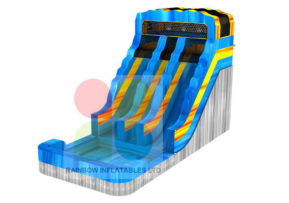 Custom-designed Marble Double Double Water Slide for Sale Marbling Color Commerical Inflatable Water Slide