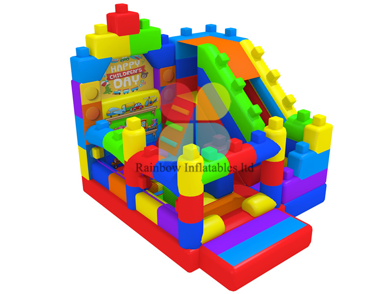 Happy Children Day Lego puzzle inflatable slide bouncy Playground 
