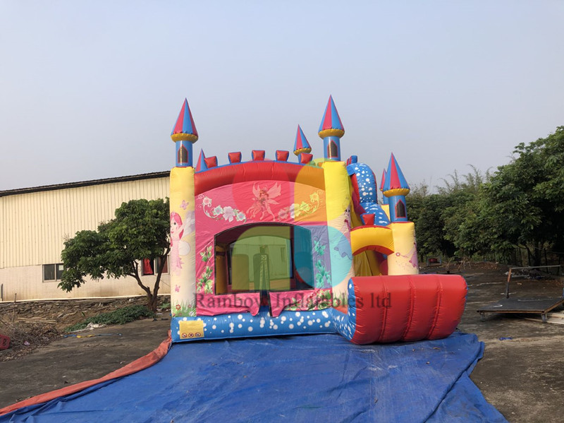 inflatable pink princess bouncer castle with slide for party 