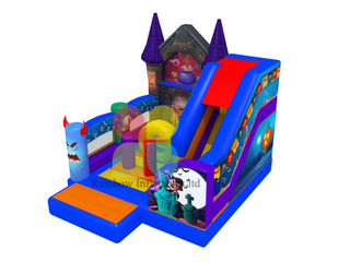 Happy Halloween Holiday inflatable Funcity pumpkin Jumping playground with Slide