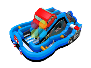 New design Crazy Car Inflatable slide Obstacle course Funcity 
