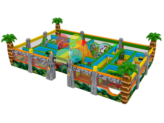 Hot sale inflatable Jurassic Park Labyrinth with Flame Mountain maze
