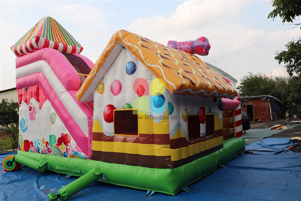 Inflatable Hot Colorful Candy Series Theme Funcity with Slides 