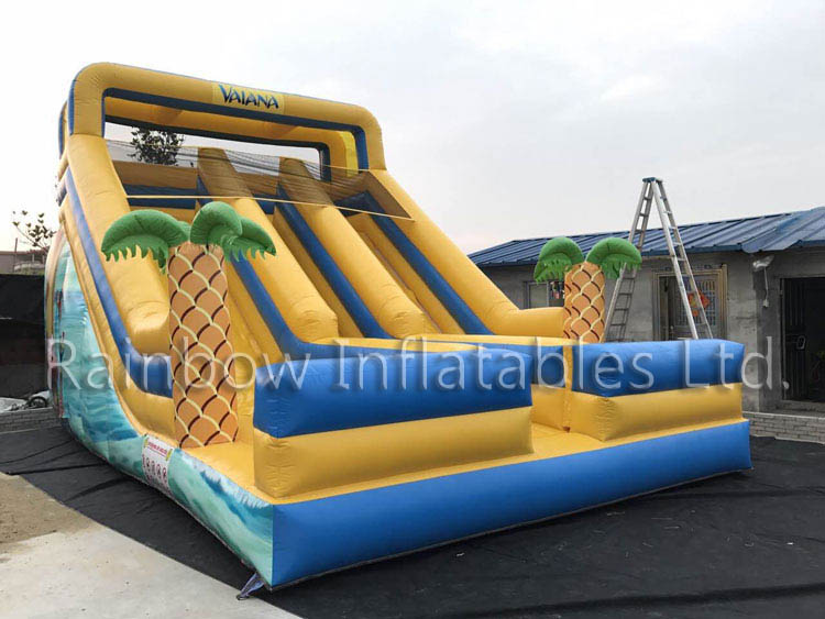  Inflatable Marine Undersea Yellow And Blue Double Slide Slide Blow Up Vaiana Slide Made by Guangzhou Rainbow Inflatables Ltd