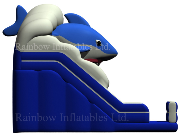 RB01052（5.5x8.5x6.2m） Inflatable Underwater Blue Shark Theme Dry Wave Slide