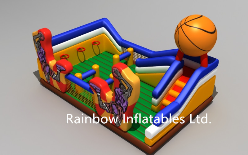 RB09001（5x7m）Inflatable Basketball Obstacle Bouncer and Slide