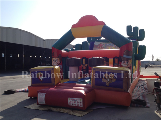 RB5037（13x4m） Inflatable Rainbow attractive obstacle course for sale