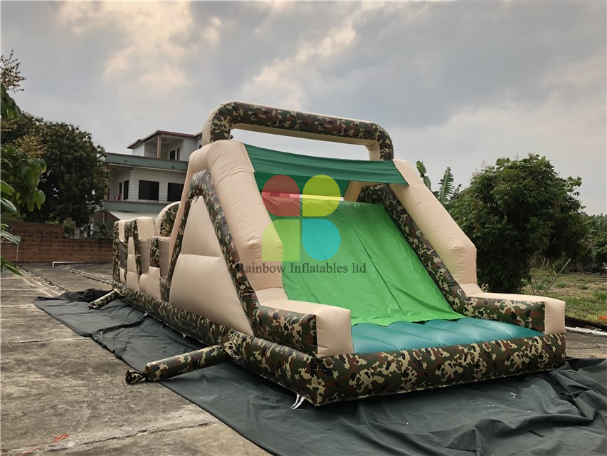 Army Green Giant Commercial Inflatable Obstacle Course for Kids Inflatable Obstacles Game Inflatable Obstacles Paintball