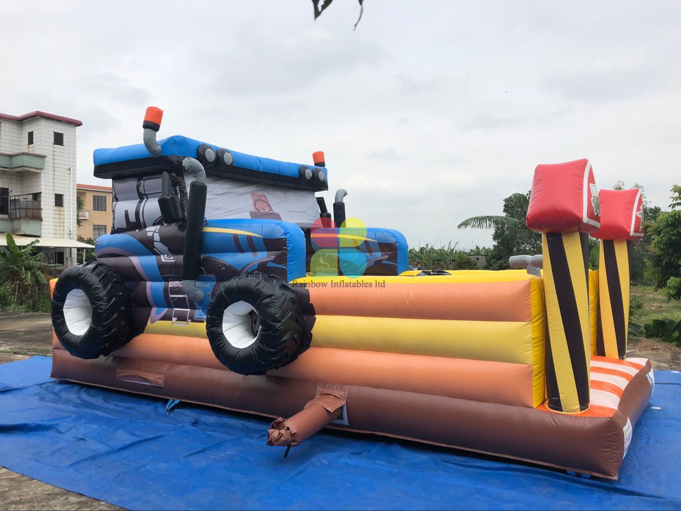 Inflatable Tractor Bouncer with Slide