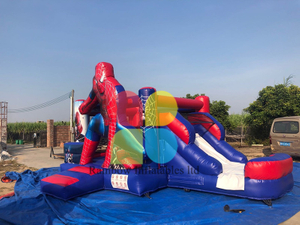 Customized cheap commercial Spiderman theme inflatable bouncer castle jumping bouncy inflatable slide