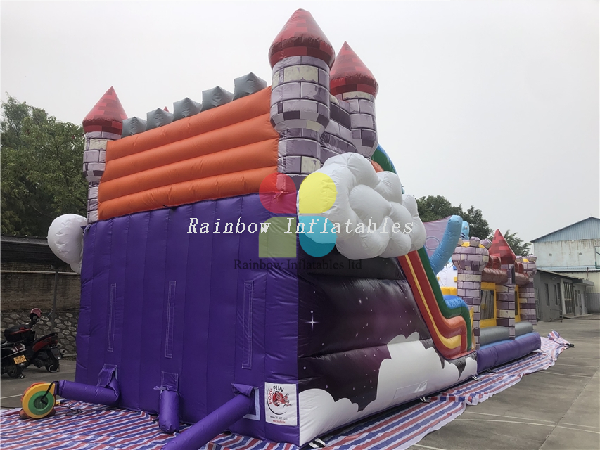 Inflatable Castle Warrior Dinosaur Slide Obstacle-Rainbow Inflatables